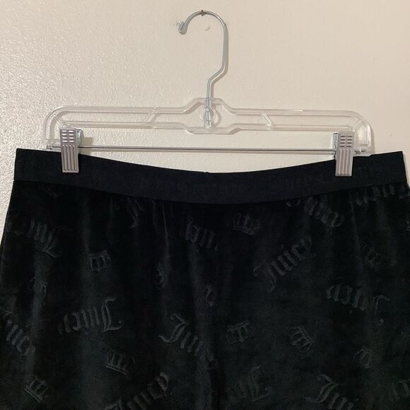Juicy Couture Y2K Style McBling Black Graphic Logo Velour Pajama Shorts Large - Picture 4 of 12